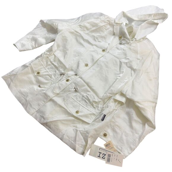 Izzi Mountain Parka Women's Large White Long Sleeve Hooded Drawstring Button-Up - Picture 2 of 10